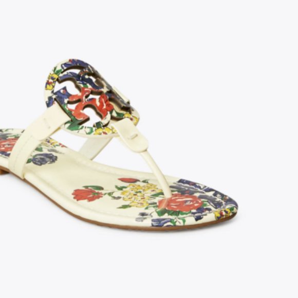 ❤️ NIB Tory Burch Miller Leather Thong Sandal Ivory Tea Rose US 7 7.5 AUTHENTIC - Picture 2 of 12